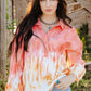 Tie-Dye Quarter-Button Tie Back Collared Top