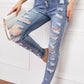 Full Size Button-Fly Distressed Skinny Jeans