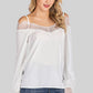 Spliced Lace Cold-Shoulder Blouse