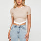 Contrast Trim Pointed Hem Ribbed Crop Top