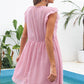 Swiss Dot Ruffled Deep V Mini Dress