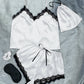 Lace Trim Cami, Shorts, Eye Mask, Scrunchie, and Bag Pajama Set