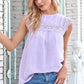 Swiss Dot Spliced Lace Sleeveless Blouse