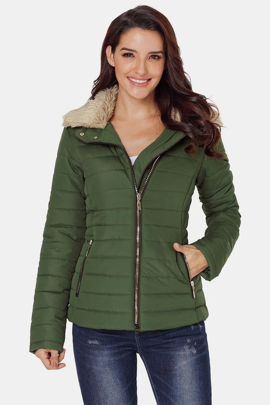 Faux Fur Trim Puffer Jacket