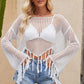 Tassel Hem Openwork Long Sleeve Cover Up