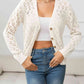 Openwork V-Neck Buttoned Knit Top