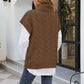 Mixed Knit Short Sleeve Turtleneck Sweater