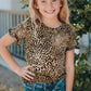 Girls Leopard Short Flounce Sleeve Tee