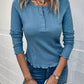 Quarter-Snap Round Neck Top