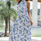 Floral Halter Neck Belted Maxi Dress