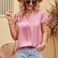 Flutter Sleeve Notched Neck Satin Blouse