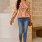 Printed Off-Shoulder Smocked Flounce Sleeve Blouse