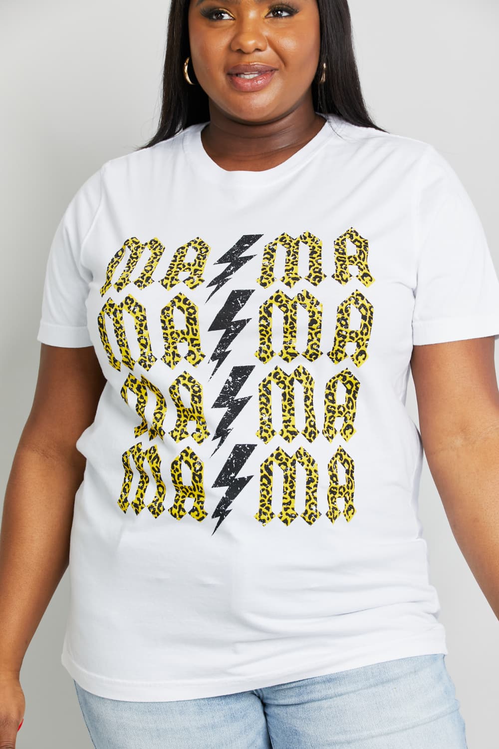 mineB Full Szie MAMA Leopard Lightning Graphic Tee