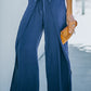 Paperbag Waist Tie Front Wide Leg Pants