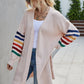Multicolored Stripe Open Front Longline Cardigan