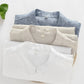 Buttoned Round Neck Short Sleeve Linen Tee