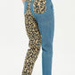 Full Size Leopard Two-Tone Jeans