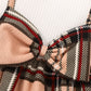Girls Plaid Bow Detail Ribbed Dress