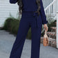 Boat Neck Tie Belt Jumpsuit