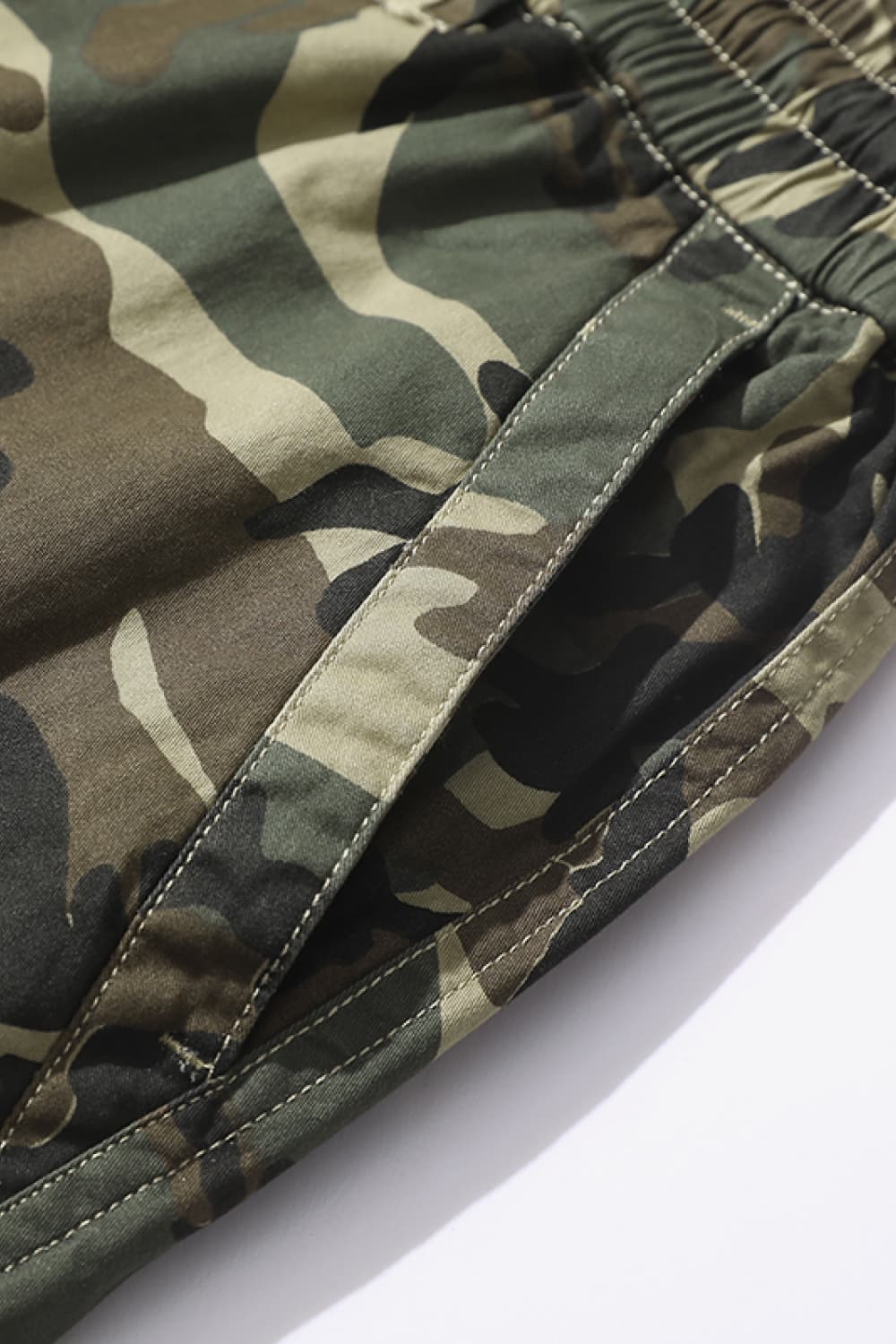 Camouflage Drawstring Waist Cargo Shorts
