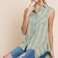 HEYSON Days Gone By Full Size Sleeveless Frayed Plaid Button-Up Shirt