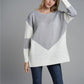 Two-Tone Chevron Pullover Sweater