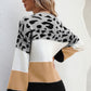 Animal Print Color Block Sweater