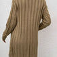 Cable-Knit Button Down Longline Cardigan with Pockets