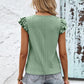 Contrast V-Neck Eyelet Top