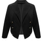 Plus Size Buttoned Lapel Collar Long Sleeve Blazer
