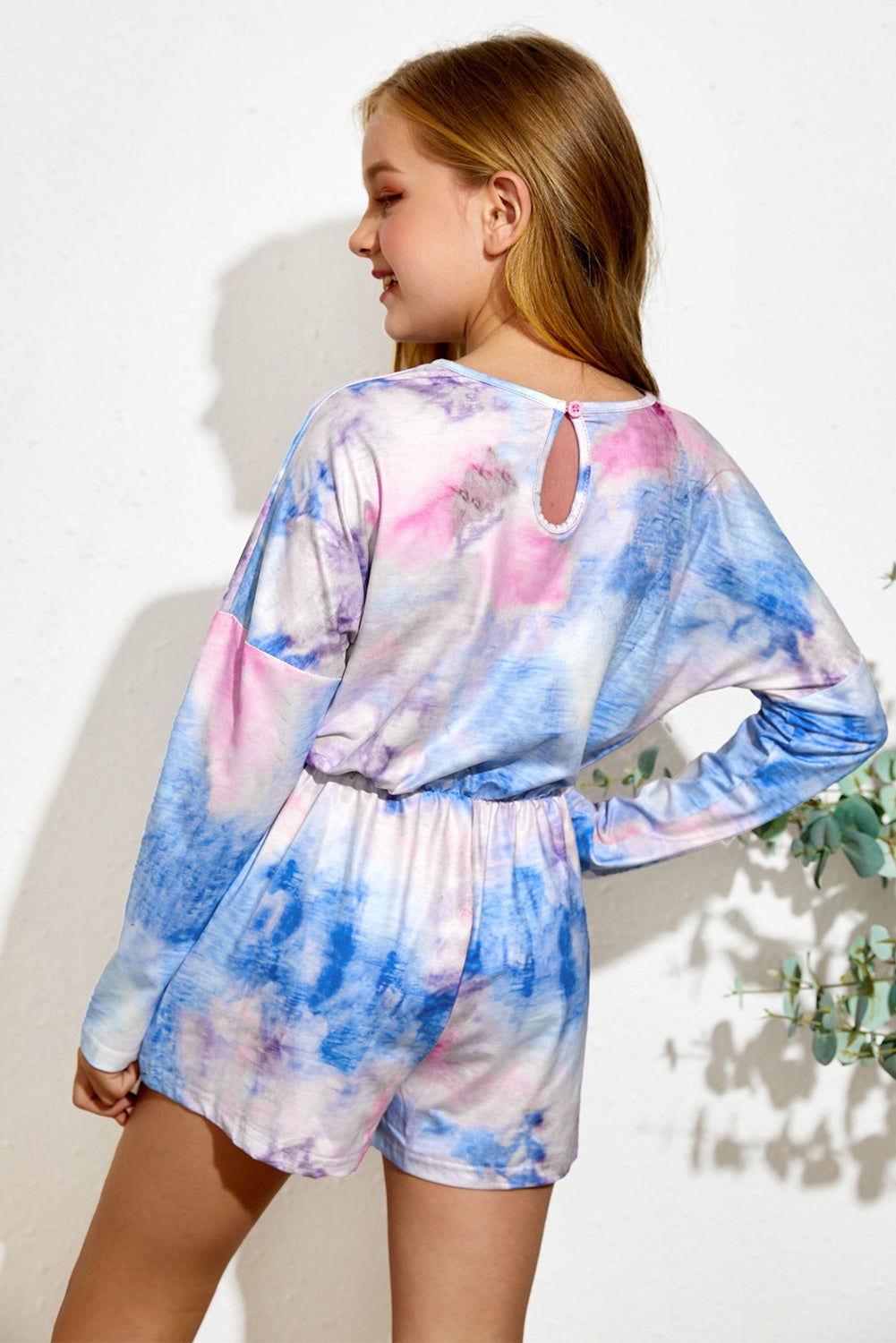 Girls Tie-Dye Round Neck Romper