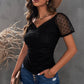 Polka Dot Ruched V-Neck Top