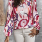 Printed Puff Sleeve Button-Up Shirt