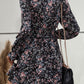 Floral Tie Neck Smocked Waist Dress