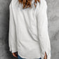 Textured Button Front Curved Hem Shirt
