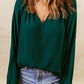 Notched Neck Lantern Sleeve Blouse