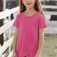 Girls Buttoned Tulip Hem T-Shirt