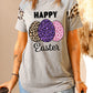 HAPPY EASTER Leopard Graphic Raglan Sleeve Tee