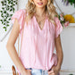 Tie-Neck Flutter Sleeve Blouse