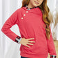 Girls Plaid Decorative Button Hoodie with Pockets