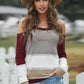 Colorblock Cold Shoulder Sweater