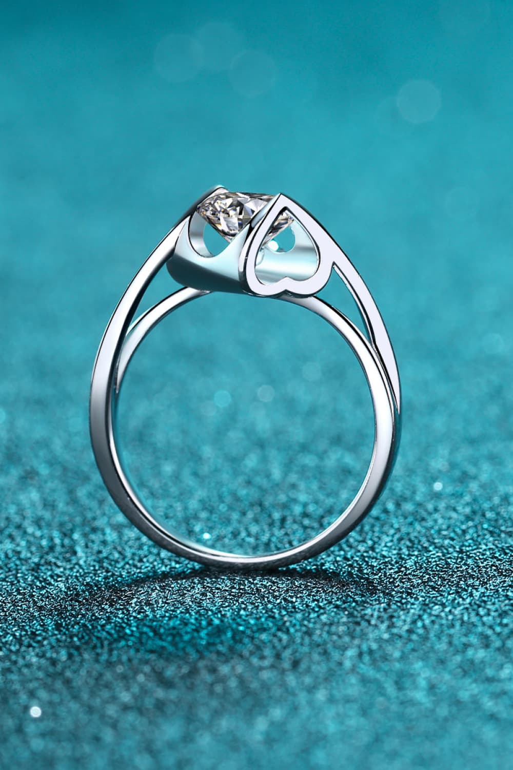 1 Carat Moissanite Rhodium-Plated Solitaire Ring