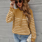 Striped Half-Button Frill Trim Sweater