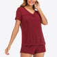 Gathered Detail V-Neck Top and Shorts Lounge Set