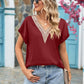 V-Neck Cuffed Blouse
