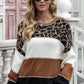 Color Block Ribbed Trim Knit Pullover