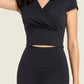 Gathered Detail Surplice Short Sleeve Sports Top