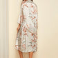 Floral Drop Shoulder Tie Waist Satin Robe