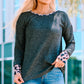 Leopard Round Neck Ribbed Top