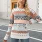 Geometric Dropped Shoulder Round Neck Sweater